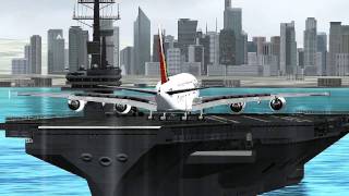 FSX A380800 PHILIPPINE AIRLINES XTREME XWIND LANDING IN AN AIRCRAFT CARRIERnear RPLS1 [upl. by Saltzman]