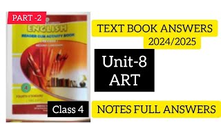 CLASS 4 ENGLISH part2 UNIT8 ART TEXT BOOK NOTES KARNATAKA BOARD KSEEB SOLITUIONS 202425 [upl. by Jutta]