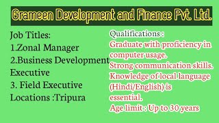 Job Recruitment inTripuraGrameen DevelopmentampFinance PvtLtdShortGuide123youtube [upl. by Neerod]