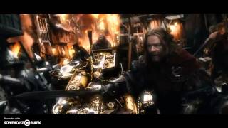 the hobbit battle of five armires smaug attacking lake town part 1 [upl. by Ezitram63]