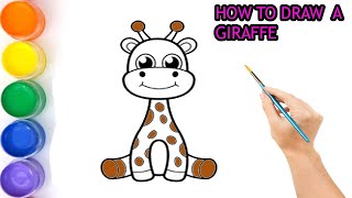 HOW TO DRAW A GIRAFFE DRAWING KIDS  STEP BY STEP AND EASY EASY  ART TUTORIAL [upl. by Haididej774]