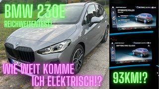 BMW 230e PlugInHybrid wie weit komme ich mit 93km elektrischer Reichweite im Alltag [upl. by Sibby502]