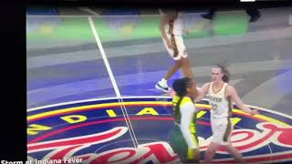 Caitlin Clark elbowed by Storm player leads to double technical Indiana Fever wnba [upl. by Nnoved]