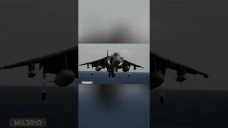 USMC AV8B Harrier II attack aircraft lands aboard an amphibious assault ship [upl. by Shaylyn747]