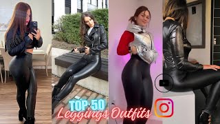 Top 50 Leather Leggings Outfits Of The Year 2023  How To Style Shiny Leggings Fashion  GRWM Blog [upl. by Adnelg]