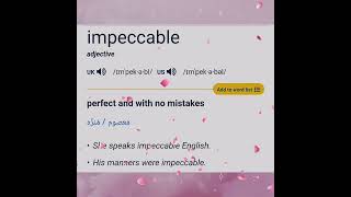 impeccable the definition with examples in English learn vocabulary [upl. by Esilehs]