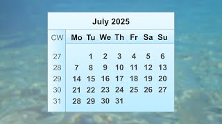 July 2025 Calendar [upl. by Nyl]