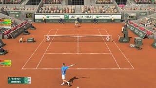 Epic 45 shot rally Roger Federer VS Gustavo Kuerten  ROLAND GARROS  Tennis Elbow 4  Gameplay [upl. by Kcirneh]