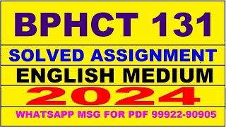 bphct 131 solved assignment 2024  bphct 131 solved assignment in english 202324  bphct 131 2024 [upl. by Waldon527]