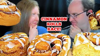 ASMR GIANT CINNAMON ROLLS RACE MUKBANG EATING SOUNDS [upl. by Steinman]