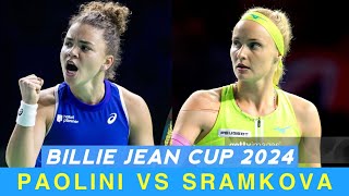 Jasmine Paolini Vs Rebecca Sramkova • BJK Cup Tennis 2024 Final First Set Extended Highlights [upl. by Ailadi247]