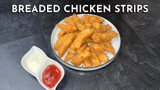 How to Fry Breaded Chicken Strips At Home [upl. by Etnuahs]