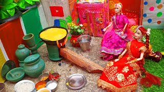 Barbie Doll All Day Routine In Indian VillageRadha Ki Kahani Part 97aaj bane Kadhi Chawal [upl. by Sherar919]