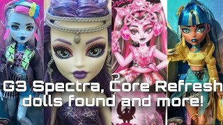 MONSTER HIGH NEWS G3 Spectra unboxed photos Core Refresh dolls found  ss4 Draculaura box art [upl. by Ros]