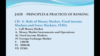 CH4 ROLE OF MONEY MARKET FIXED INCOME MARKET AND FOREX MARKET [upl. by Anaugal]