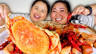 GIANT SHRIMP  GIANT DUNGENESS CRAB  CRAWFISH w Bloves Sauce  Muối Ớt MUKBANG 먹방 EATING SHOW [upl. by Humo]