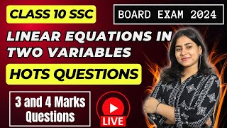 Class 10 Linear Equations in two variables  Hots Questions  Algebra  Board exam 2024  MH Board [upl. by Divd491]