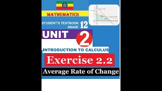 Mathematics Grade 12 Unit 2 Exercise 22 Average rate changeGirma21​ [upl. by Brookes]