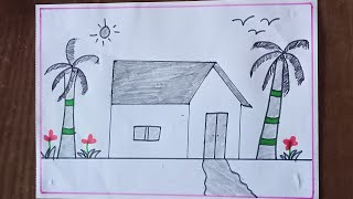 How to draw prakrutik drishya natural Home Drawing  Satp by Satp Drawing drawingteacherprahlad [upl. by Aerised]