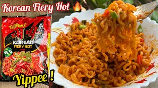 Yippee Korean Fiery Hot Noodles  New Yippee Korean Noodles Recipe amp Review [upl. by Atteuqehs]