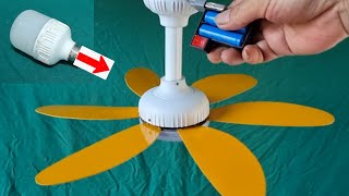 Make a short 6blade ceiling fan from a broken LED light bulb [upl. by Ivor]