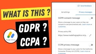 What is Privacy messages GDPR  CCPA message in adsense [upl. by Hartfield]