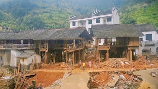 Leaving the city Girl renovating her house in Chinese style Building a gazebo DIY Time lapse [upl. by Orran]