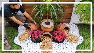 Jardim criativo com flores e pedras  Ideias para jardim [upl. by Eittap270]