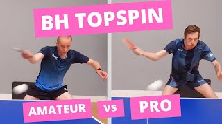 Backhand topspin attack  Amateur vs Pro technique in slow motion [upl. by Behl89]