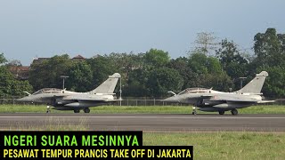 SANGAR SUARA MESINNYA  Pesawat Tempur Prancis Rafale Take Off dan Landing di Bandara Halim Jakarta [upl. by Litman362]