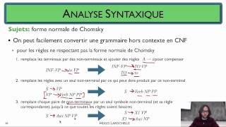 Traitement automatique des langues 68 Analyse syntaxique  forme normale de Chomsky [upl. by Norling]