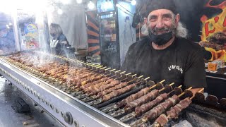 Italy Street Food Fair Small Sticks of Sheep Meat Roasted on Charcoal quotArrosticiniquot [upl. by Sirromed]