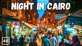 Cairo Egypt  Busy Night Walk Downtown and Street Vendors  4K Walking Tour [upl. by Hessney226]