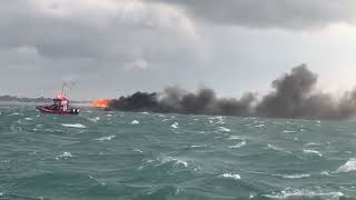 Fireboat Tackles Boat Blaze on Lake Near Detroit [upl. by Anihta]