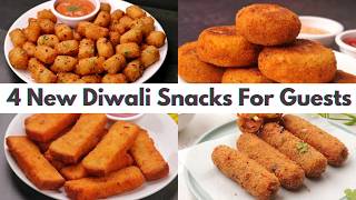 4 New amp Easy Diwali Snacks Recipes in 30 Minutes  4 Easy Diwali Snacks Recipes for Guests [upl. by Harriot957]