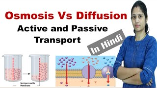 Difference between Osmosis and Diffusion in Hindi  Active and Passive transport  NEET [upl. by Lechner]