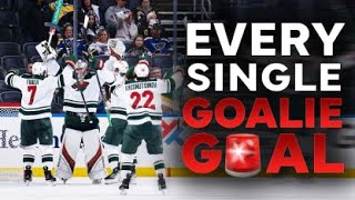 Alltime Goalie Goals Thru Gustavsson Wilds Gustavsson scores the 18th goalie goal in NHL history [upl. by Bresee873]