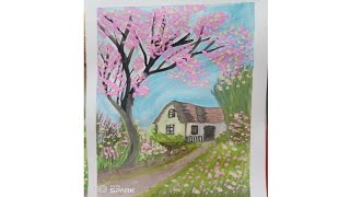 Water coloring painting easy and simple scenery painting art watercolorpainting [upl. by Mya321]