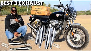 BEST 3 Exhaust for Royal Enfield Interceptor amp GT 650  Low Medium amp High Range Exhaust 🔥 [upl. by Kleon]