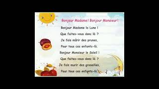 Comptinequot Bonjour Madame Bonjour Monsieurquot 3ème année primaire [upl. by Modeerf]