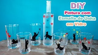 DIY Pintura com esmalte de unha em copo de vidro [upl. by Gherlein]