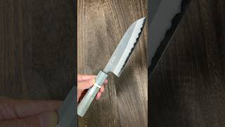 Yoshimi Kato Aogami Super Clad Kurouchi Santoku Knife 170mm with Stabilized Wood Handle Light Gray [upl. by Adnana]