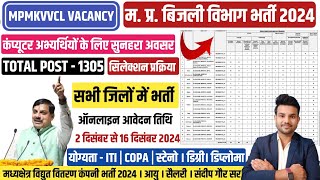 MP BIJLI VIBHAG VACANCY 2024 इलेक्ट्रीशियन। लाइनमैन। IT मैनेजर। स्टेनो । कंप्यूटर ऑपरेटर भर्ती 2024 [upl. by Berns]