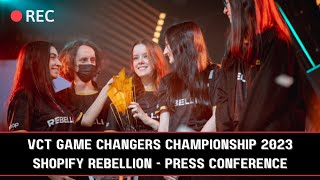 Shopify Rebellion SR vs TL VCT Game Changers Championship Press Conference [upl. by Riffle]