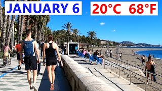 MALAGA PROMENADE LOVELY WALK JANUARY 2024 SPAIN [upl. by Alleras]