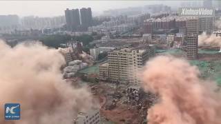 36 buildings demolished in about 20 seconds in Chinese city [upl. by Anirrok]