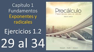 Precalculo Stewart 7 edicion ejercicio 12 29 al 34  Exponentes y radicales [upl. by Lilly]