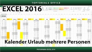 Kalender  Urlaub für mehrere Personen markieren  Download Excel [upl. by Aihtennek]