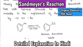 Sandmeyers Reaction  Organic Chemistry  ImpReaction For BSc MScExams [upl. by Adlecirg]