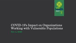 COVID19 Impact on Organizations Working with Vulnerable Populations Nov 4 2020 [upl. by Yenreit749]